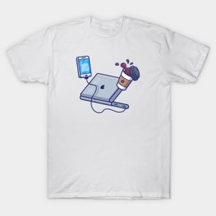 Laptop, headphone and coffee T-Shirt